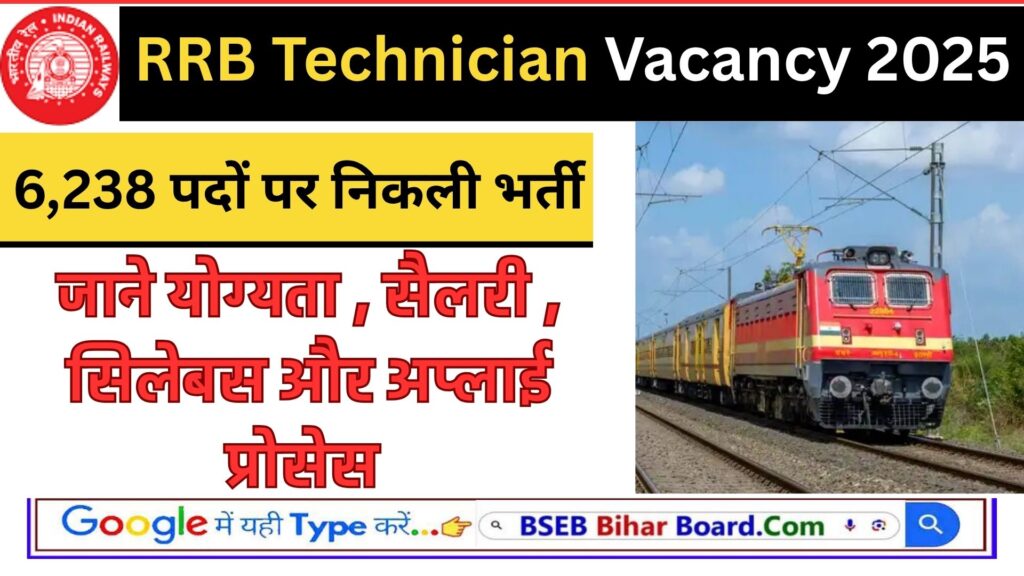 RRB Technician Vacancy 2025: Start Apply Online For 6,238 Railway Technician Post, Eligibility, Syllabus, Salary & Application Process