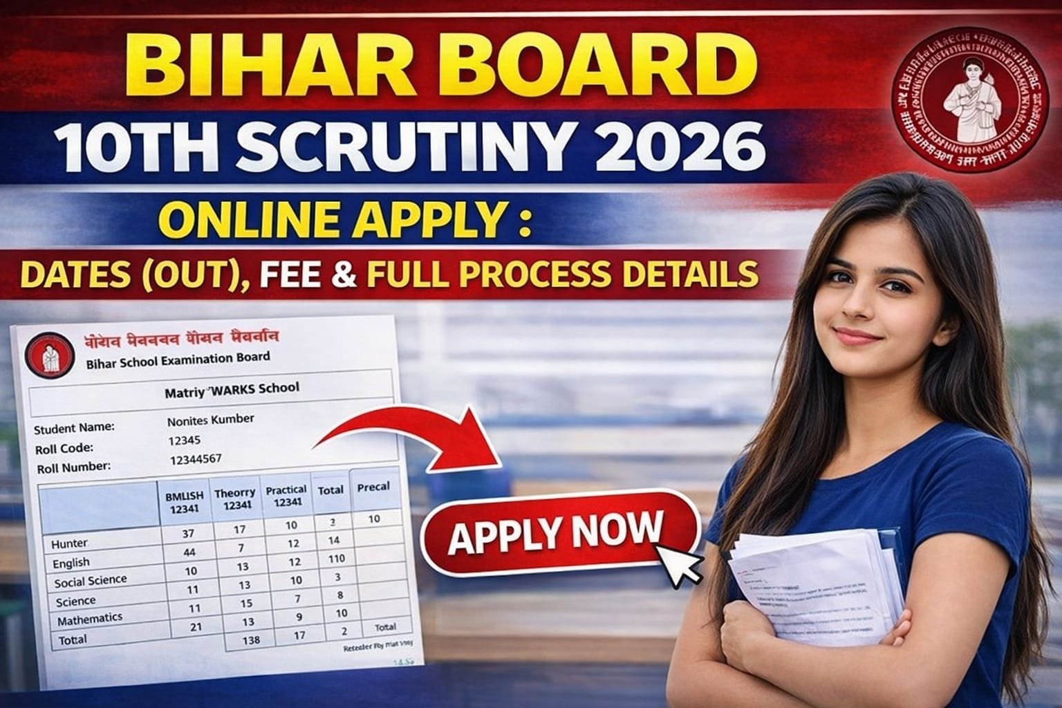 BSEB Bihar Board 10th Scrutiny Form 2026 Sarkari Result